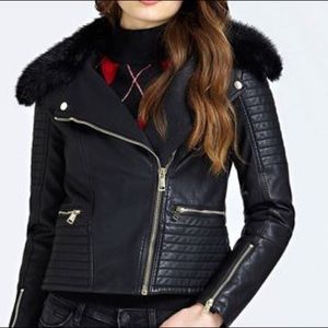 GUESS TASHA FAUX-FUR MOTO JACKET